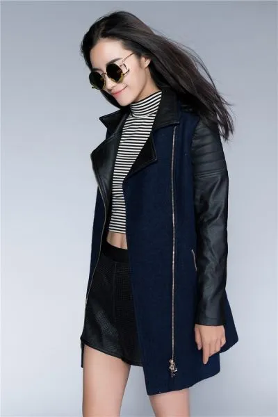 Perfecto Biker Jacket for Women with Leather Sleeves and Wool Body