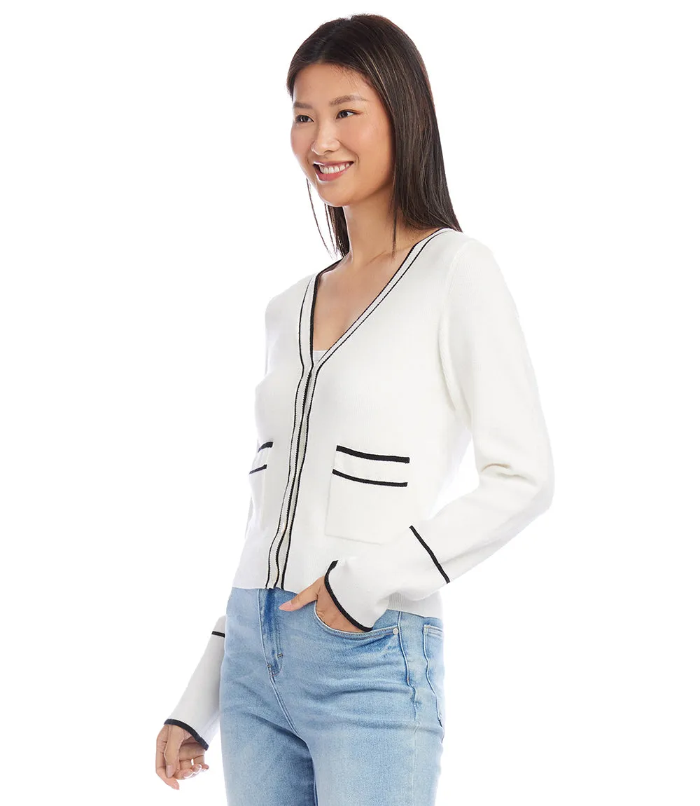 Petite Size Contrast Trim Cardigan