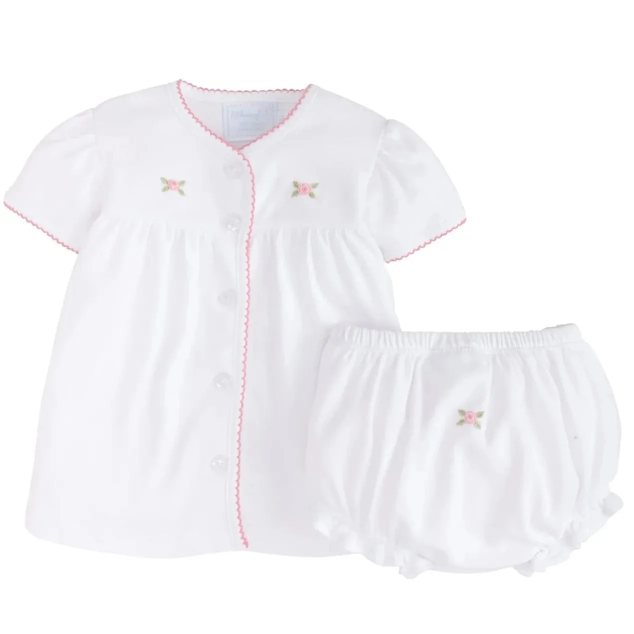 Pinpoint Layette Knit Set - Rose