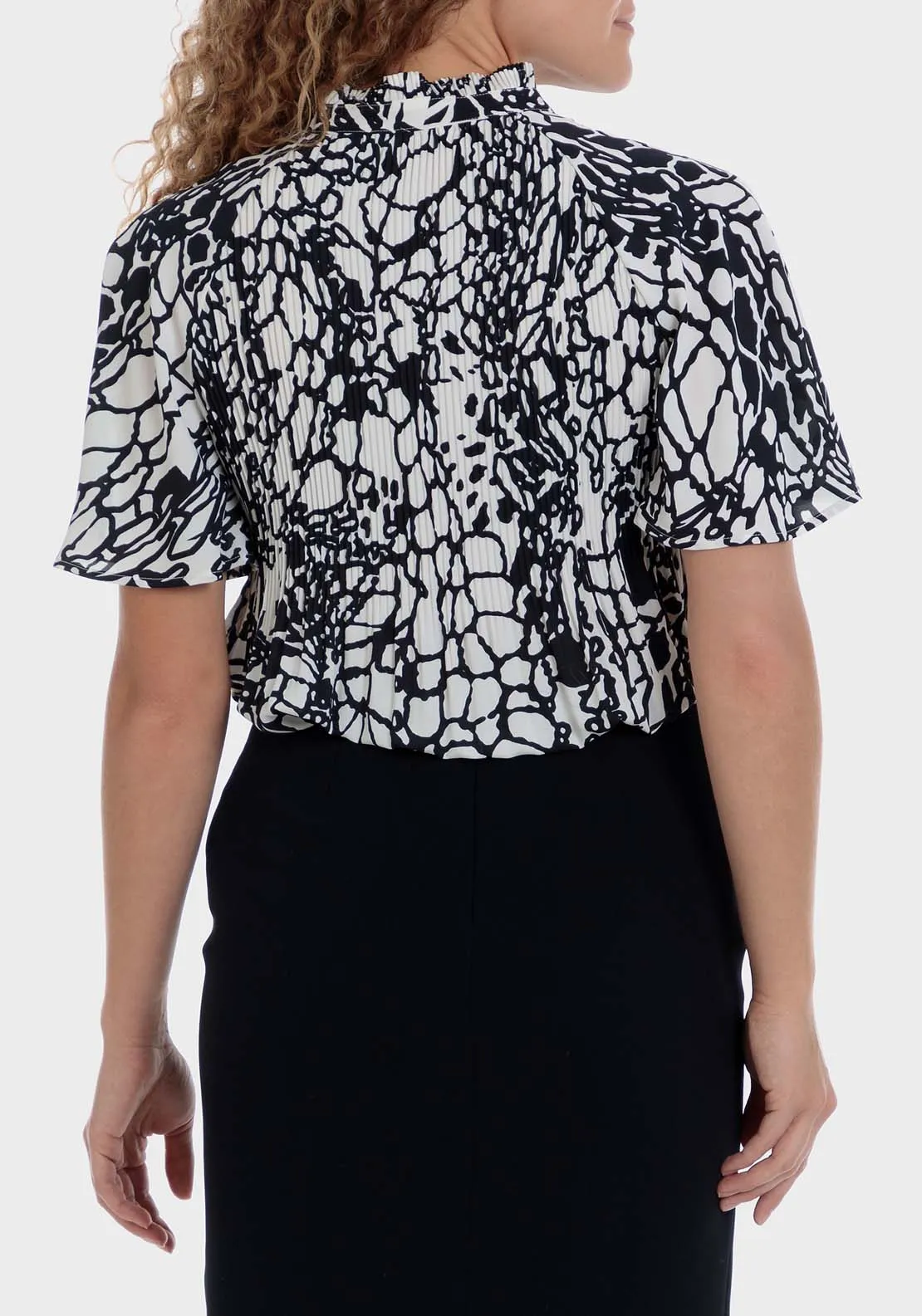 Pleated Printed Blouse