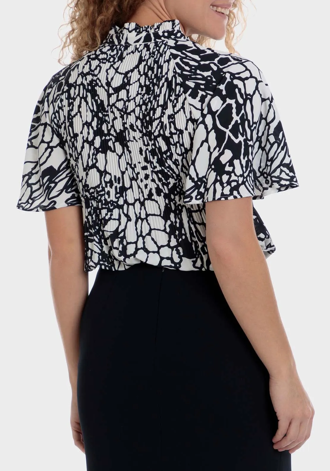 Pleated Printed Blouse