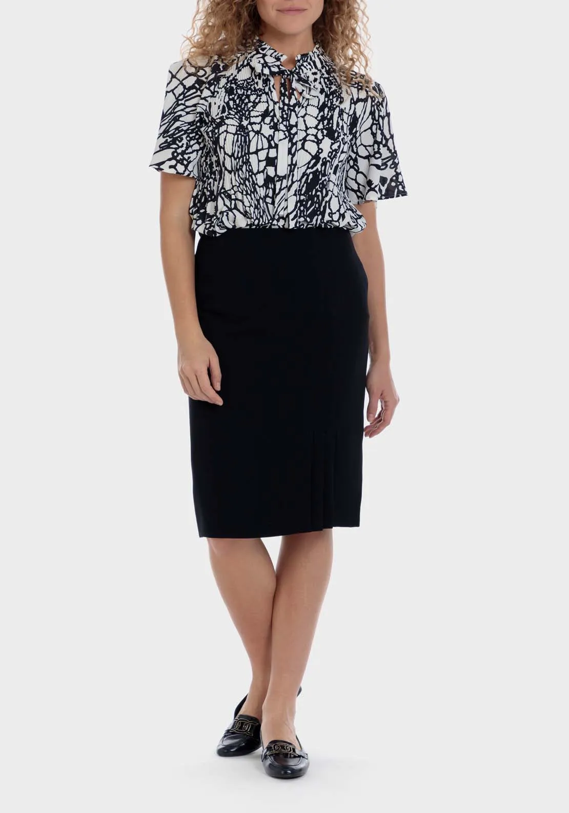 Pleated Printed Blouse