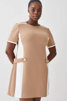 Plus Size Compact Stretch Tipped A Line Mini Dress | Karen Millen