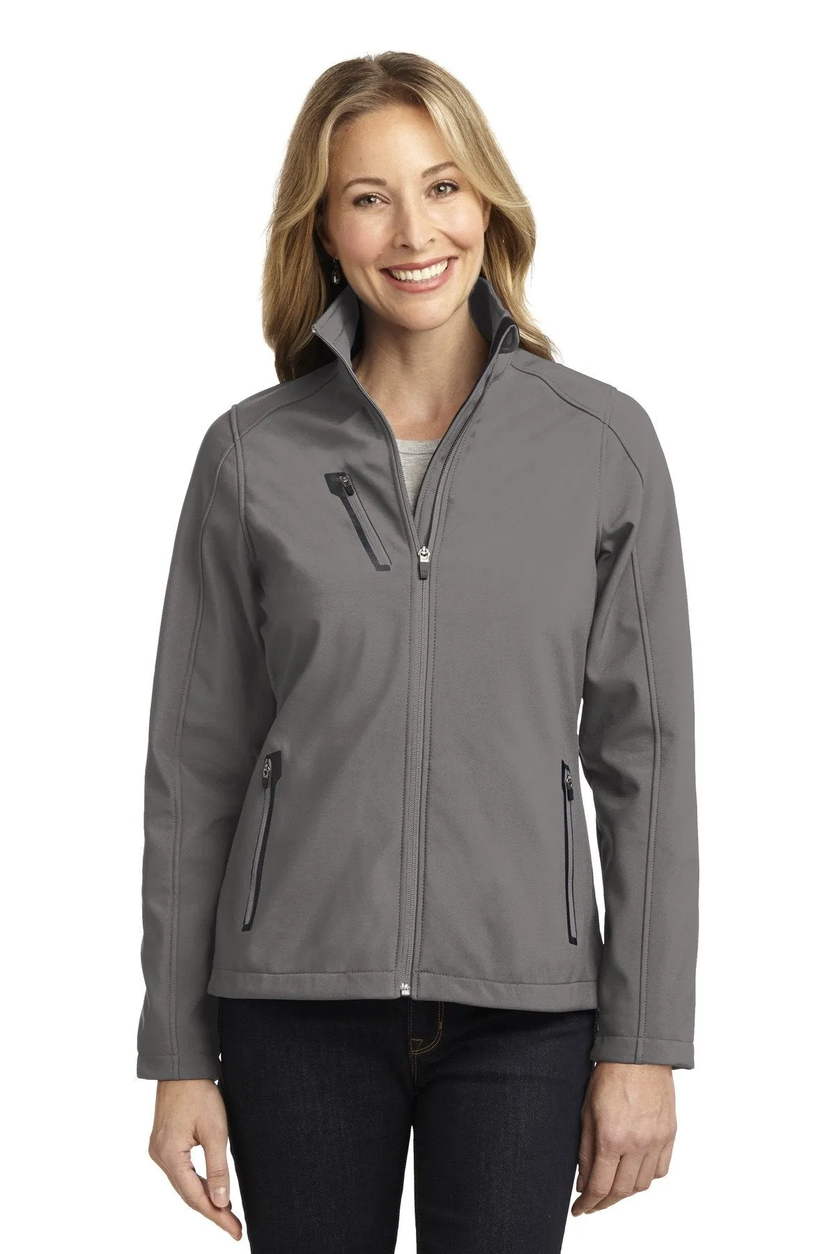 Port Authority Ladies Welded Soft Shell Jacket L324 Deep Smoke