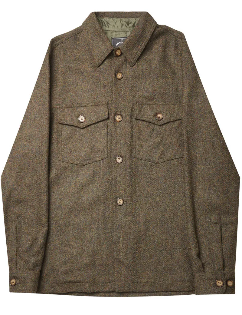 Portuguese Flannel Wool Field Overshirt Jacket Green