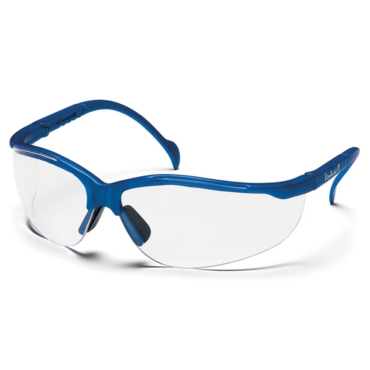 Pyramex Venture II Metallic Blue Half Frame Clear Lens Safety Glasses SMB1810S - Box of 12