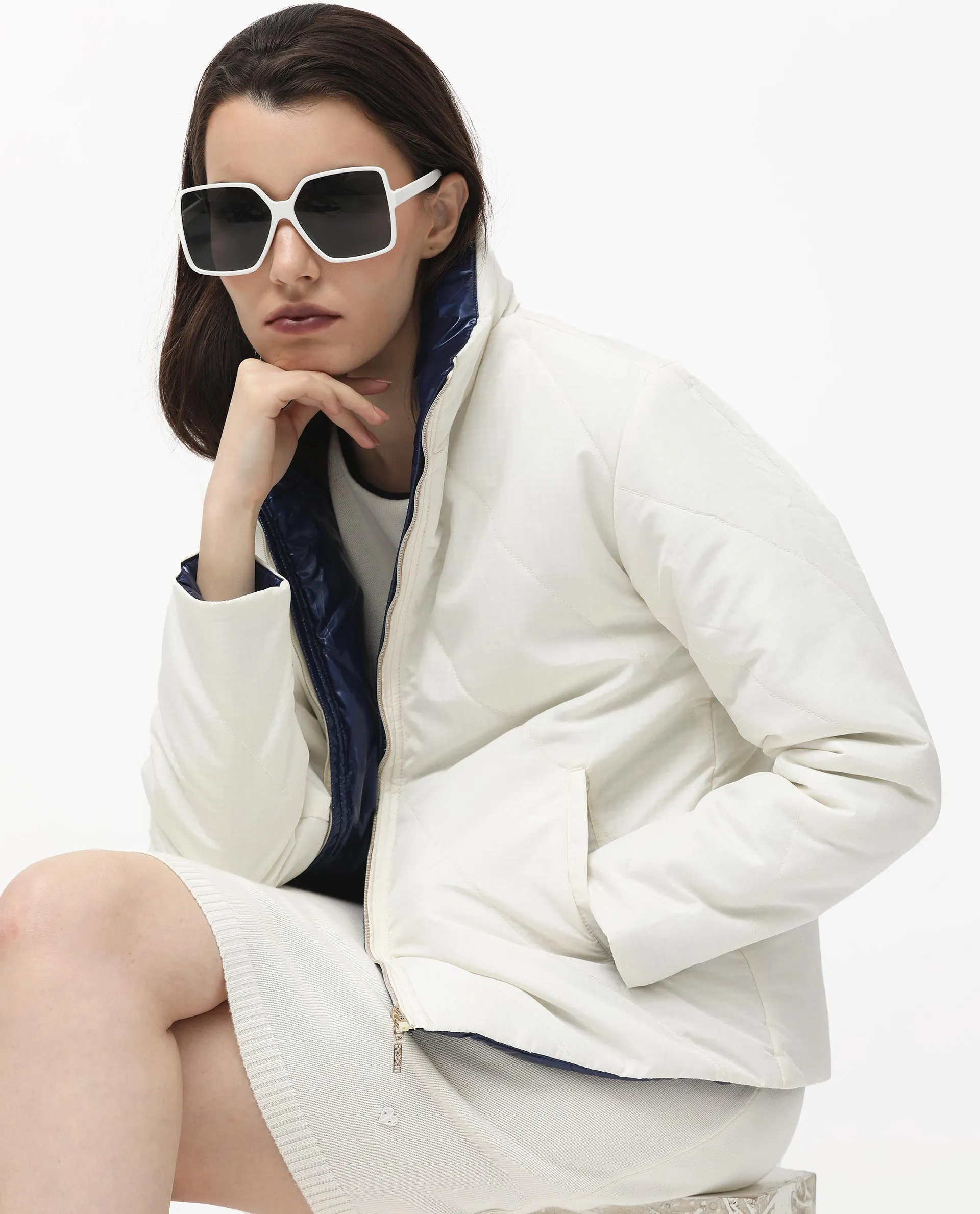 Rareism Women Sapell Off White Plain Jacket