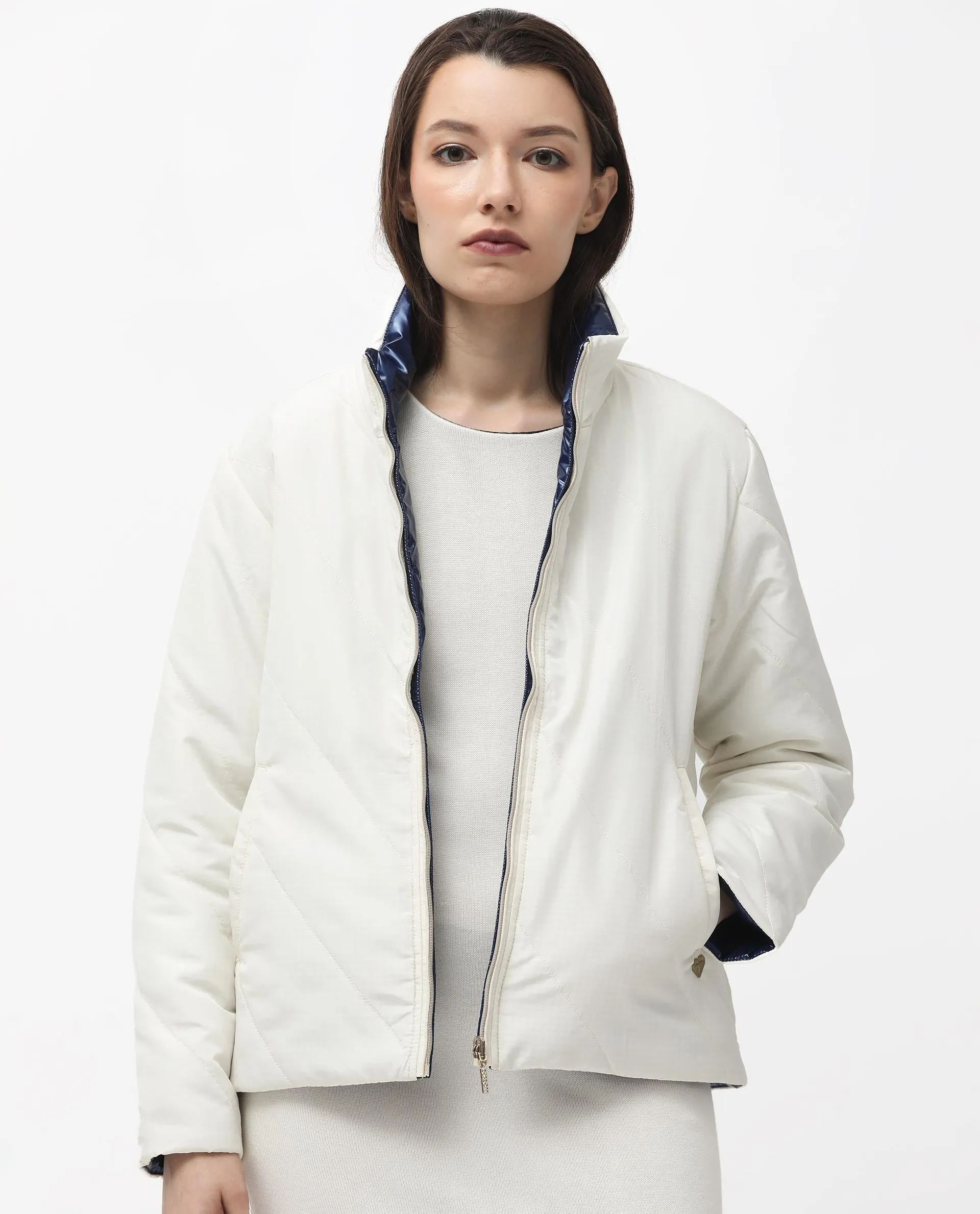 Rareism Women Sapell Off White Plain Jacket