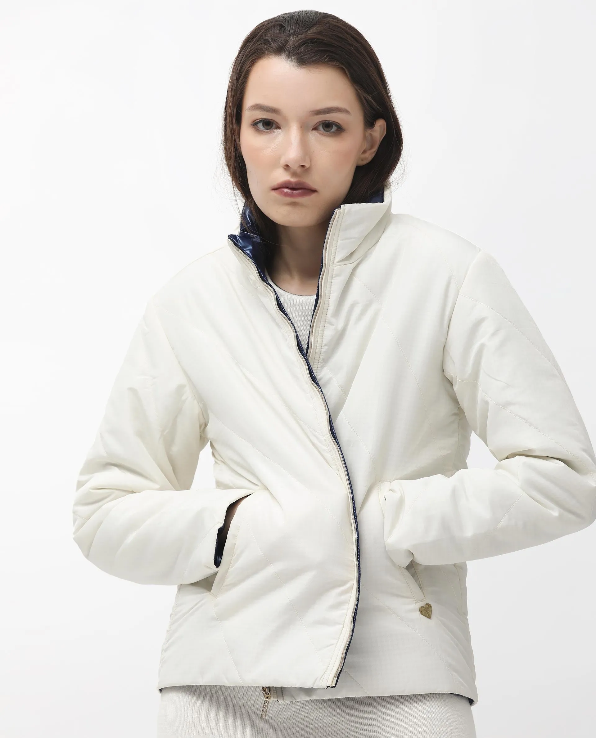 Rareism Women Sapell Off White Plain Jacket