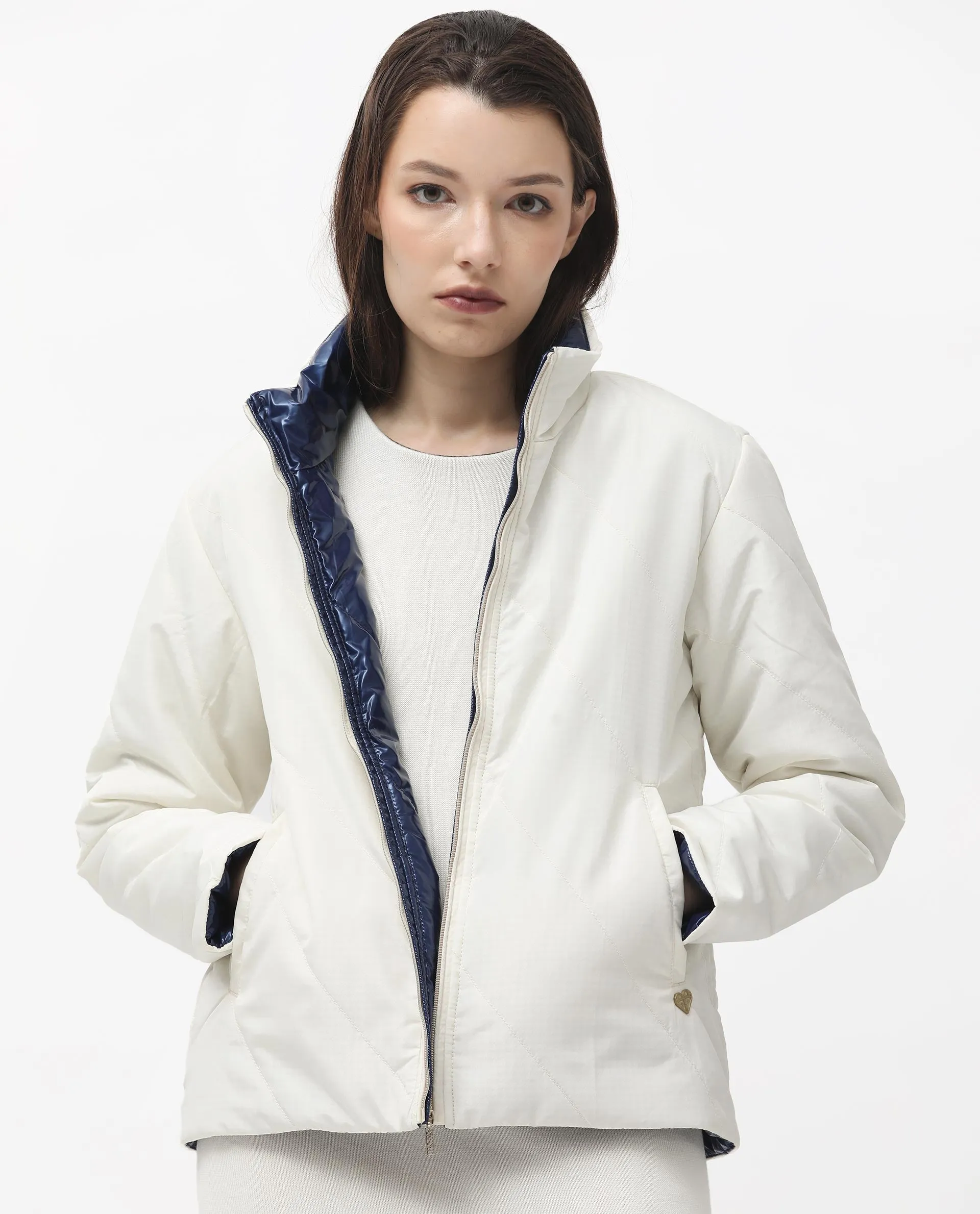 Rareism Women Sapell Off White Plain Jacket