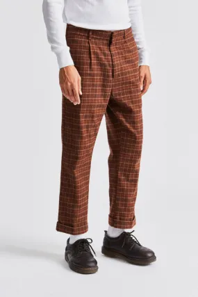 Regent Trouser Pant - Brown Plaid