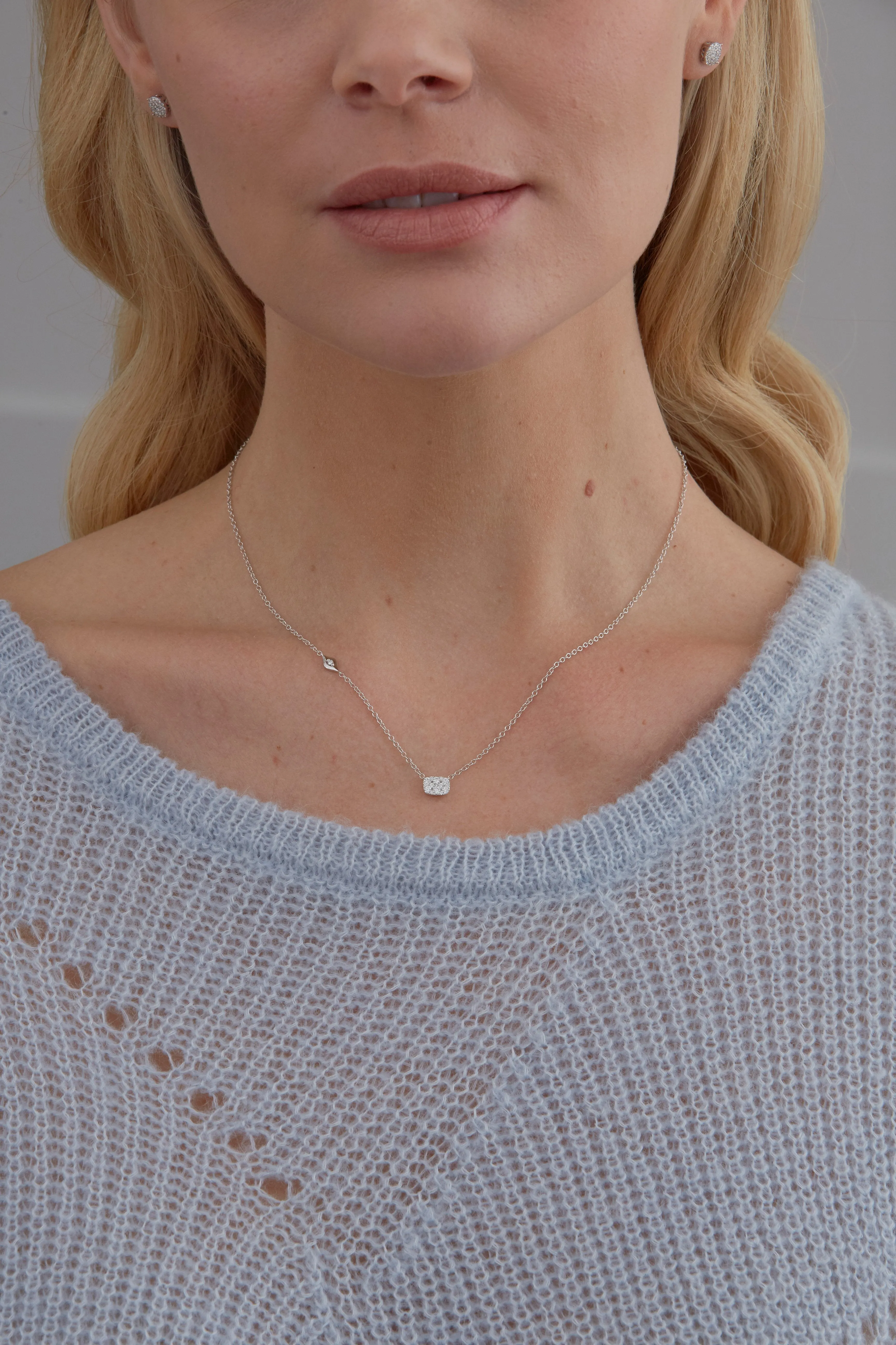 Reverie Cushion Diamond Cluster Necklace