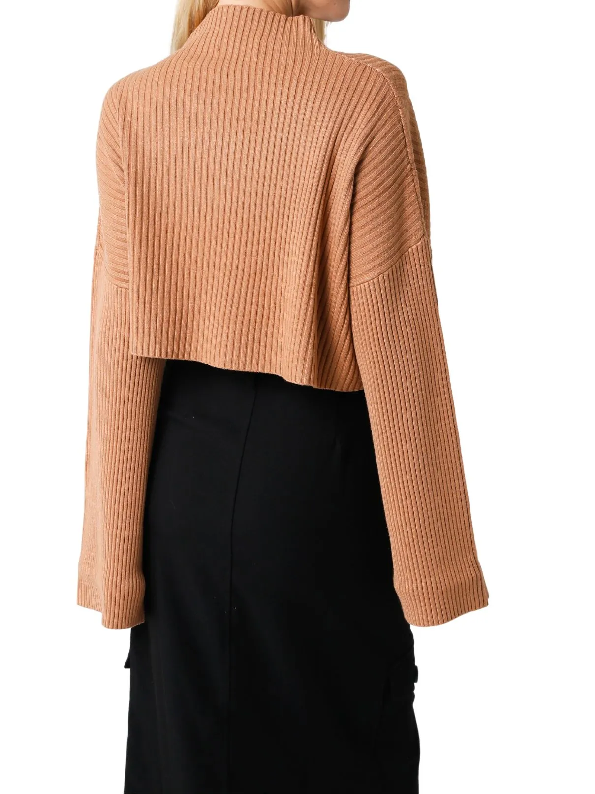 Ribbed Crop Sweater in Mocha