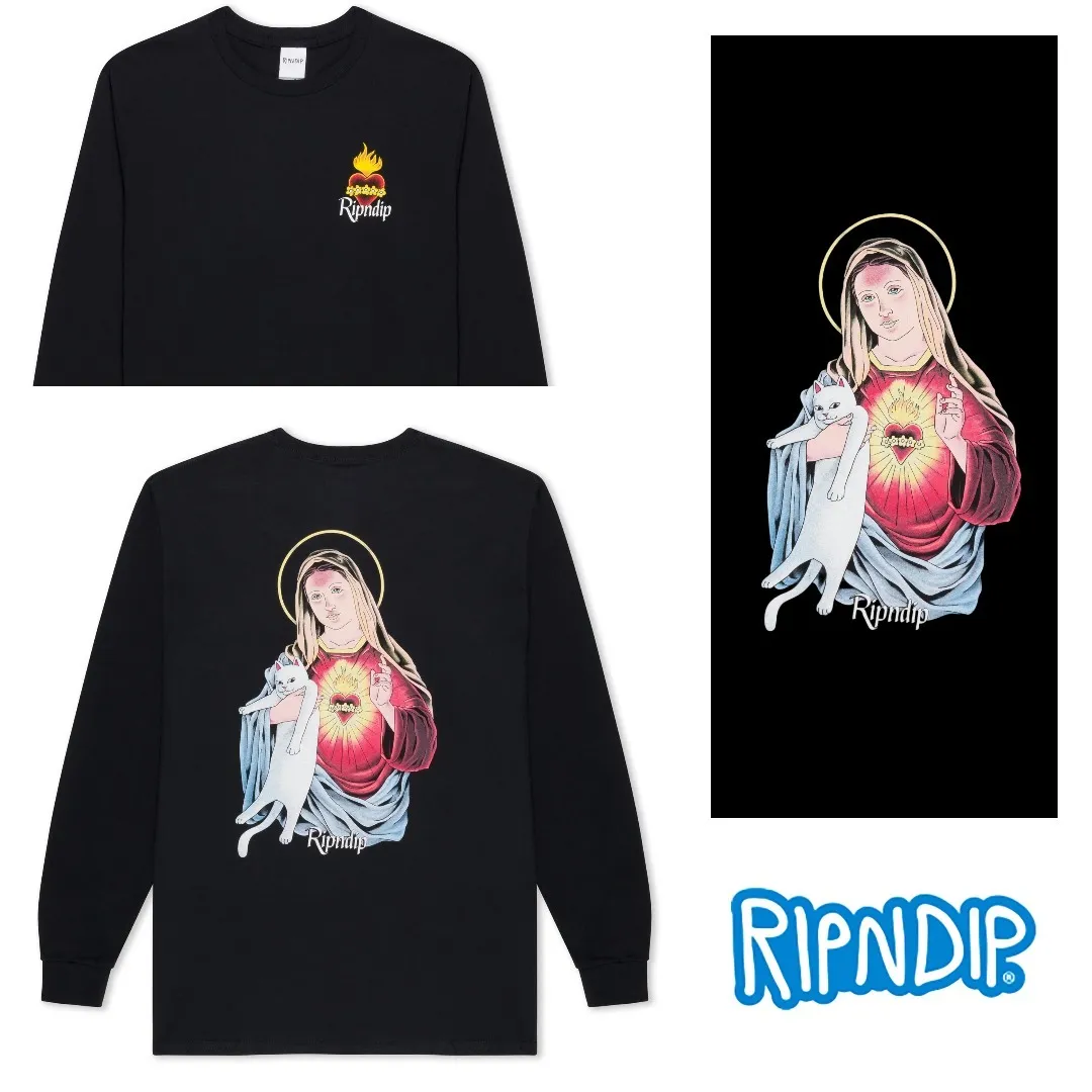 RIPNDIP  |Unisex Street Style U-Neck Long Sleeves Plain Cotton