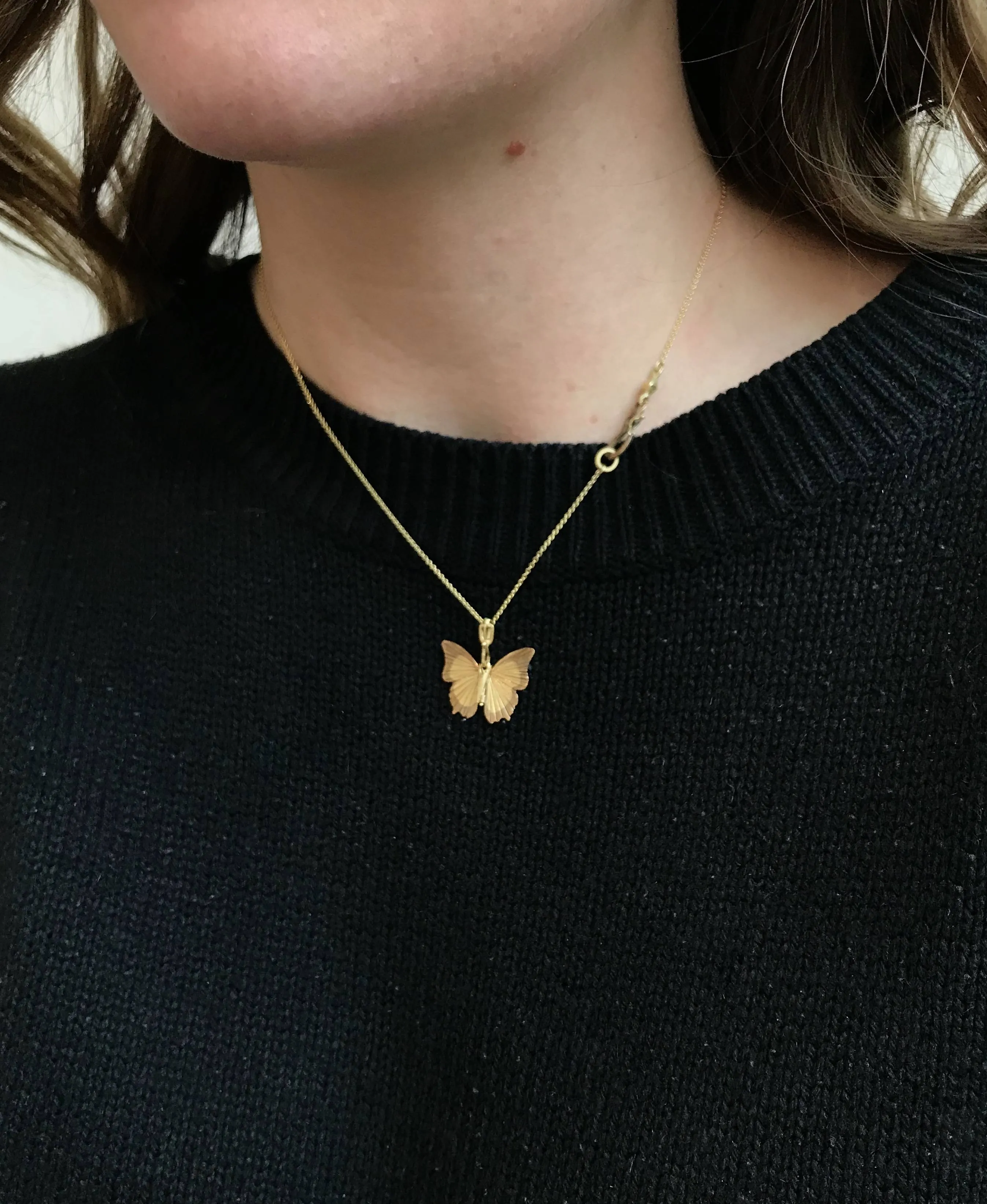 Rose Bronze and Yellow Gold Tawny Raja Butterfly Pendant