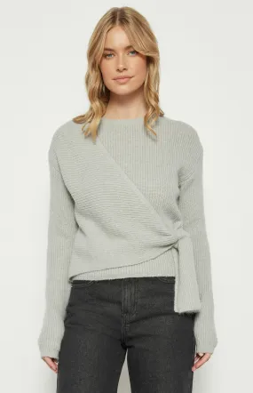 Round Neck Side Tie Detail Knit Jumper (WKN687)