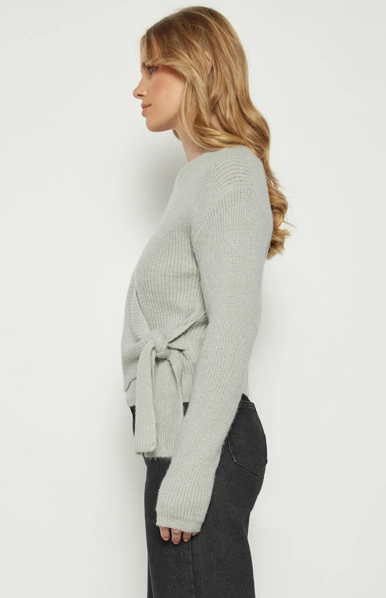 Round Neck Side Tie Detail Knit Jumper (WKN687)