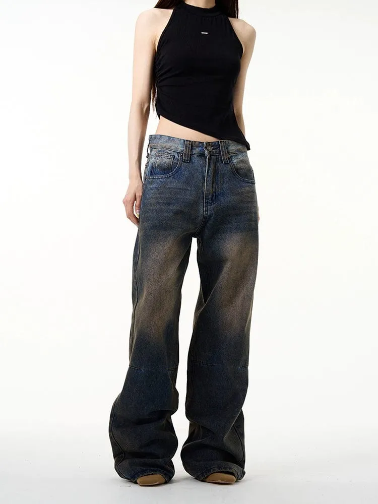 RT No. 10891 MUD BLUE STRAIGHT DENIM JEANS