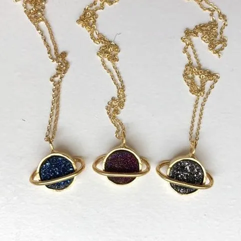 Saturn Druzy Necklace