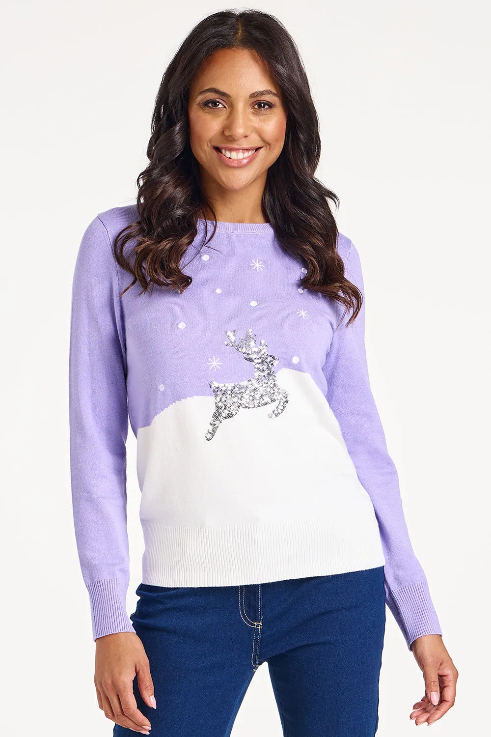 Sequin Reindeer Jumper