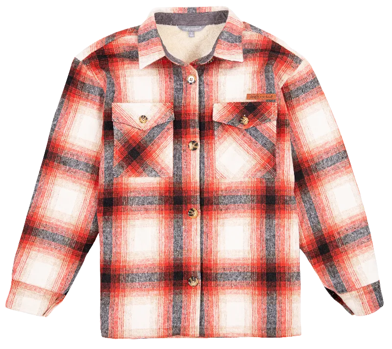 Simply Southern Red Plaid Sweater Jacket Shacket