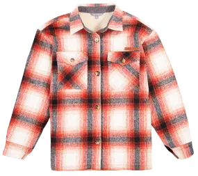 Simply Southern Red Plaid Sweater Jacket Shacket