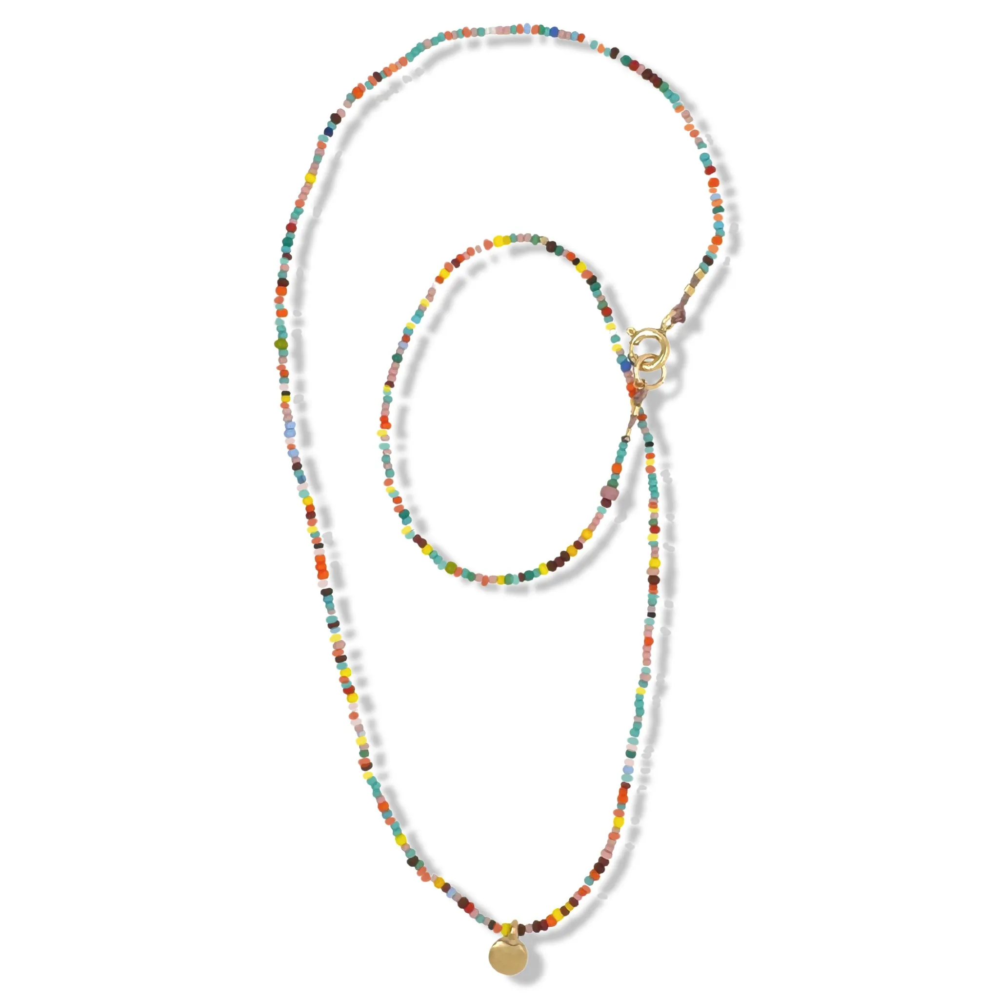 SINGLE DOT NECKLACE ON MULTICOLOR BEADS