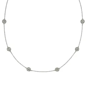 Six Diamond By The Yard Necklace with Milgrain 14K