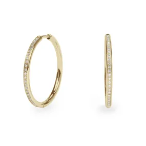 Stainless thin half eternity hoop earrings