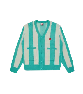 STRIPED KNITTED CARDIGAN - TEAL STRIPE