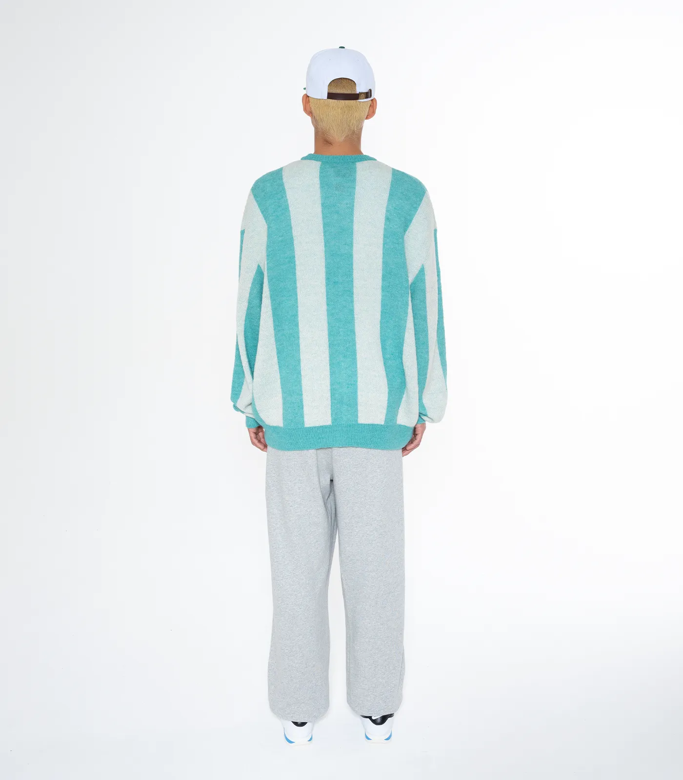 STRIPED KNITTED CARDIGAN - TEAL STRIPE