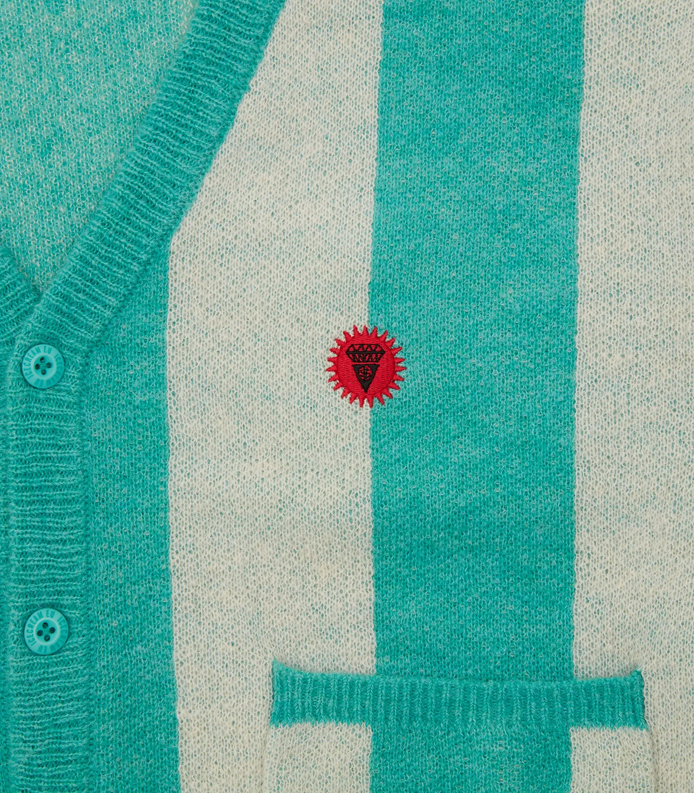 STRIPED KNITTED CARDIGAN - TEAL STRIPE