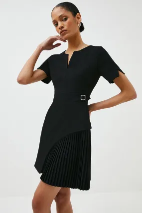 Tailored Military Pleat Short Sleeve Mini Dress | Karen Millen