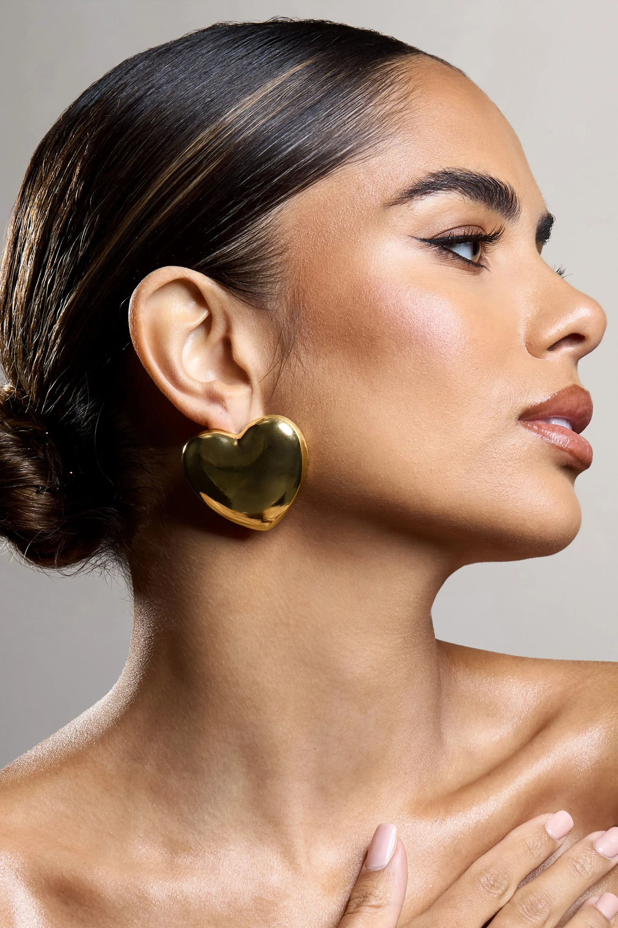 Te Amo | Gold Heart Statement Earrings