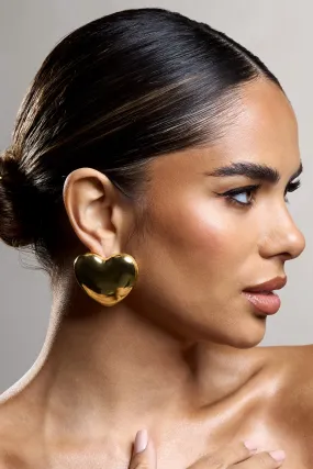 Te Amo | Gold Heart Statement Earrings