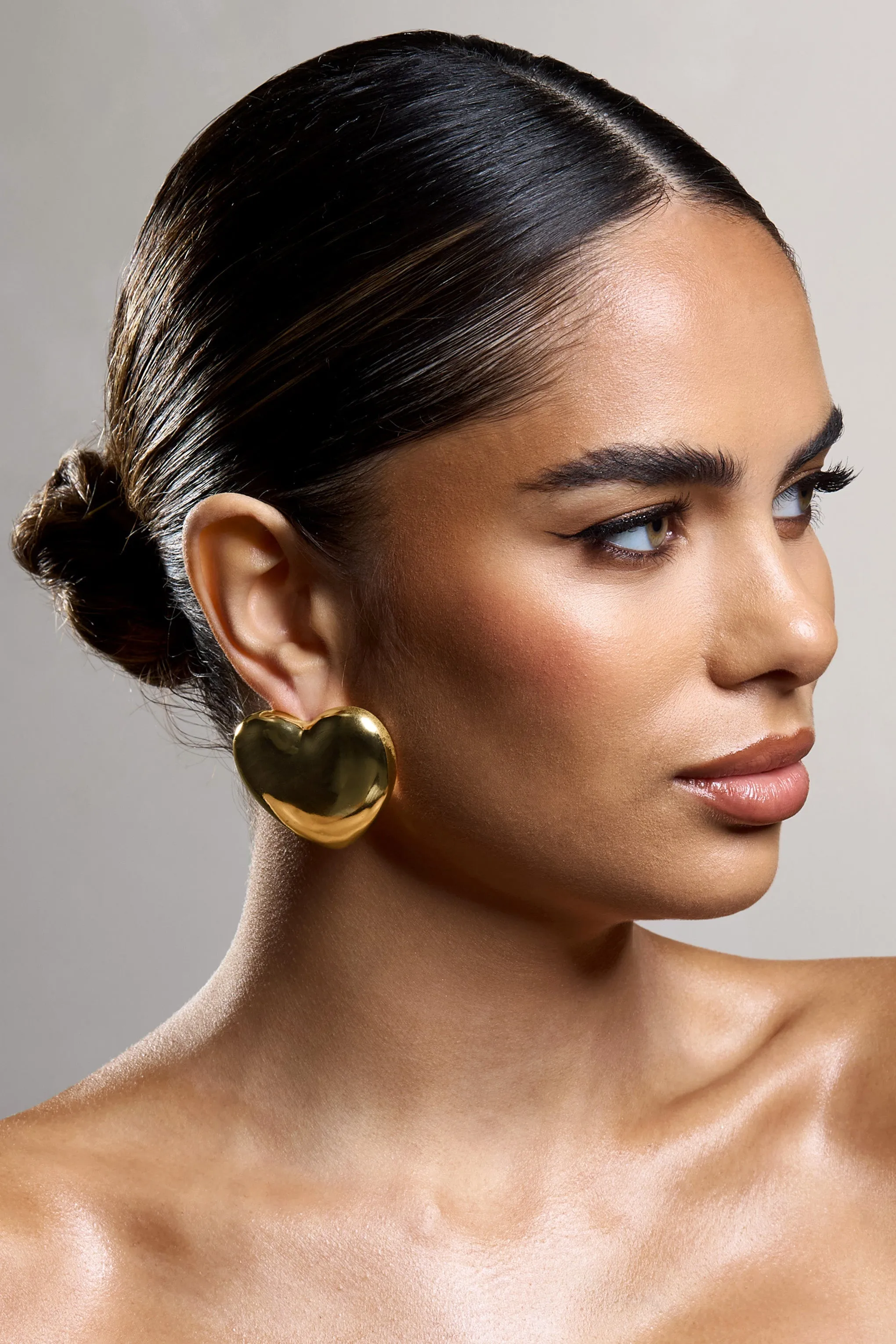 Te Amo | Gold Heart Statement Earrings