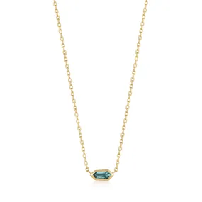 TEAL SPARKLE EMBLEM CHAIN NECKLACE