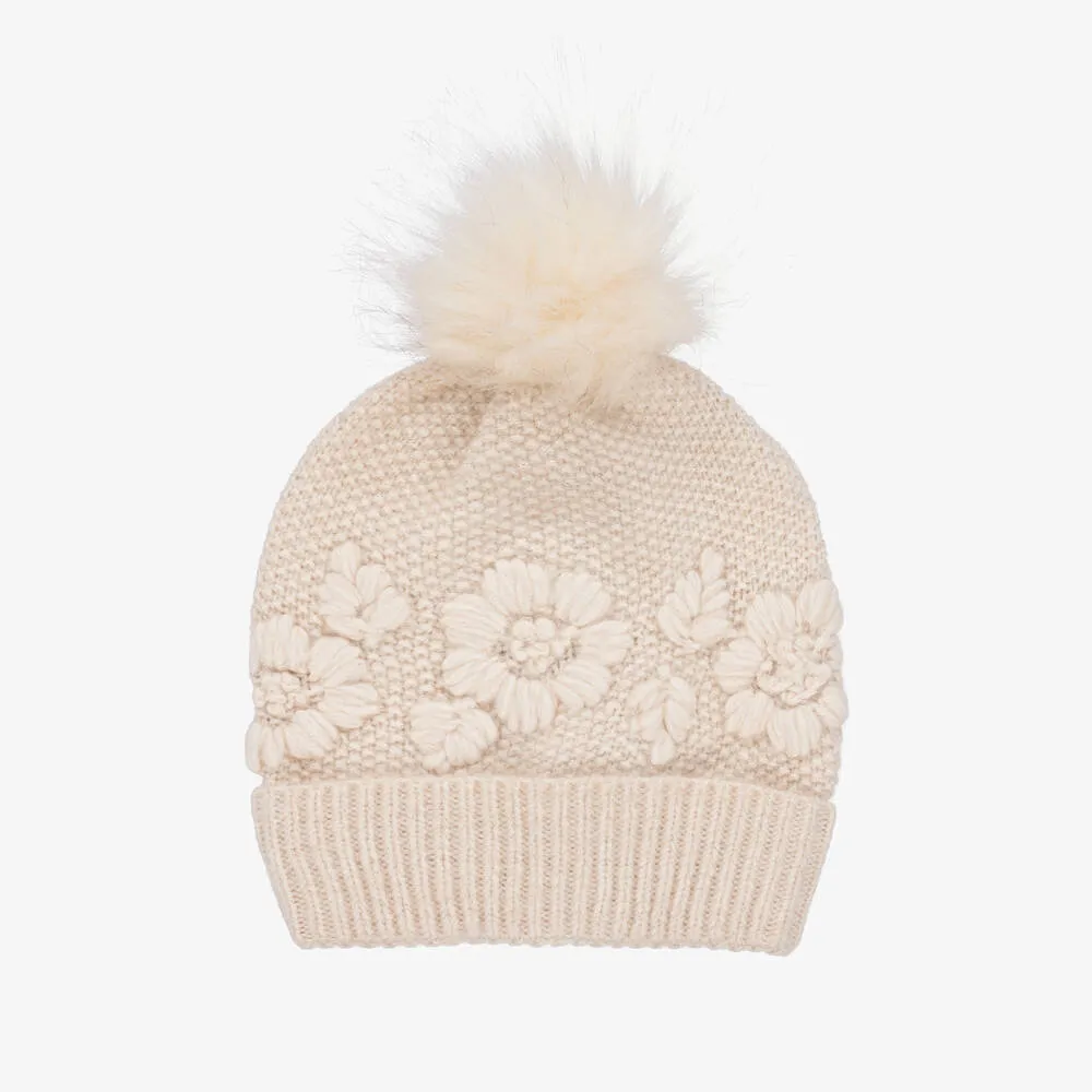 Teen Girls Ivory Knitted Hat Set