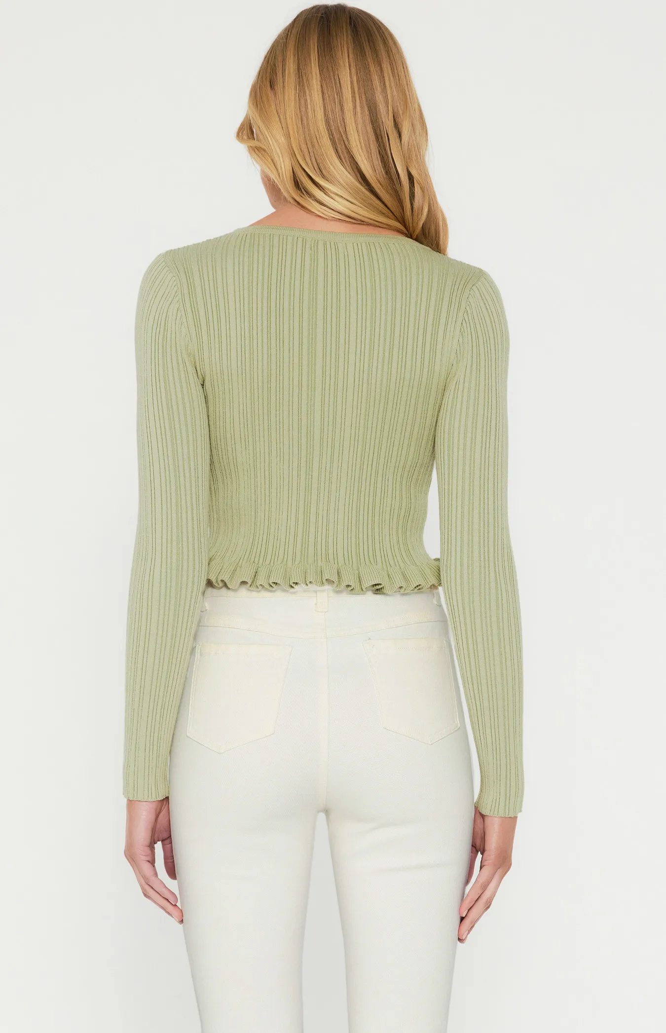 Textured Knit Top with Lettuce Edge Hem (WKN533)