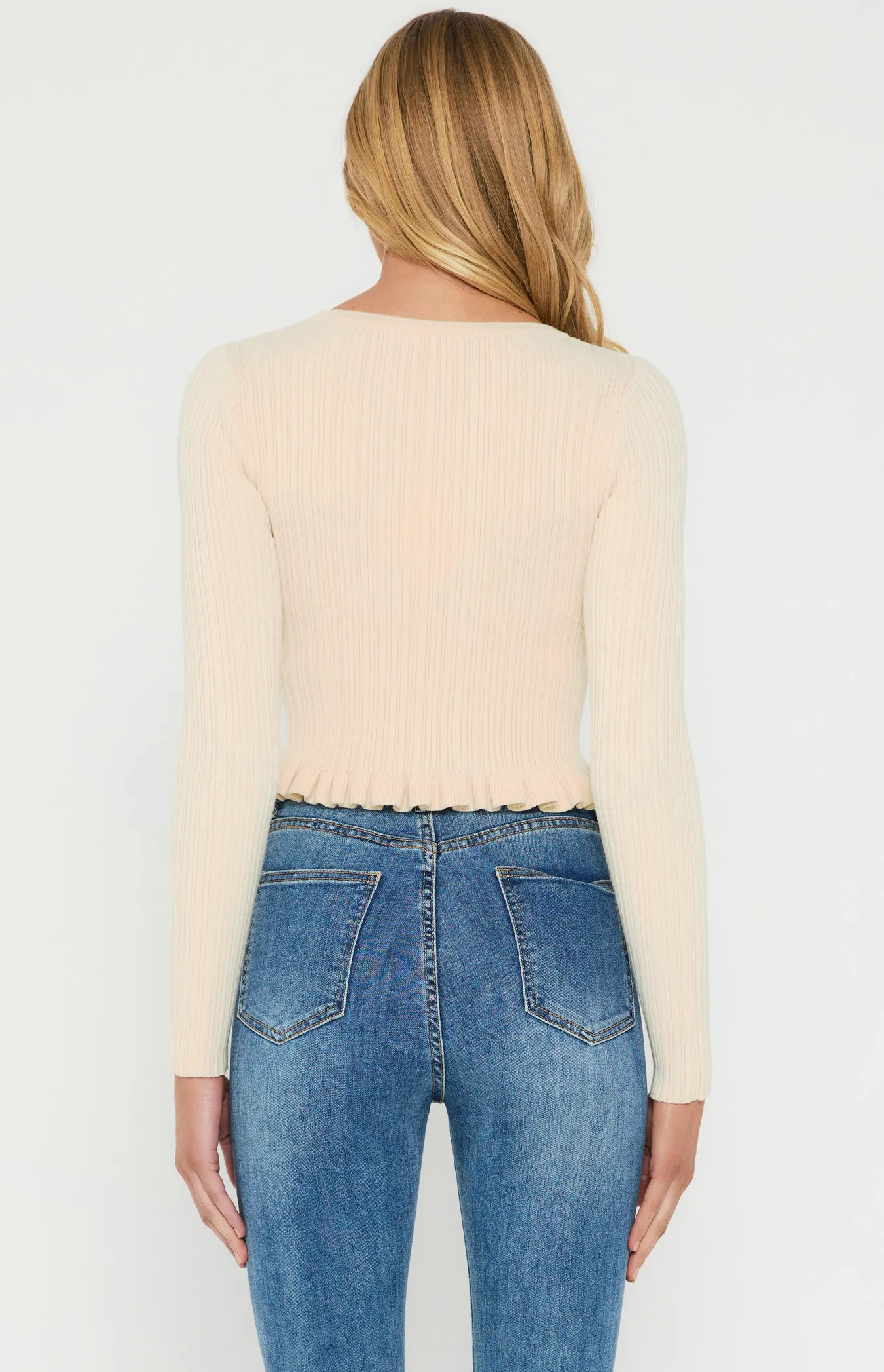 Textured Knit Top with Lettuce Edge Hem (WKN533)