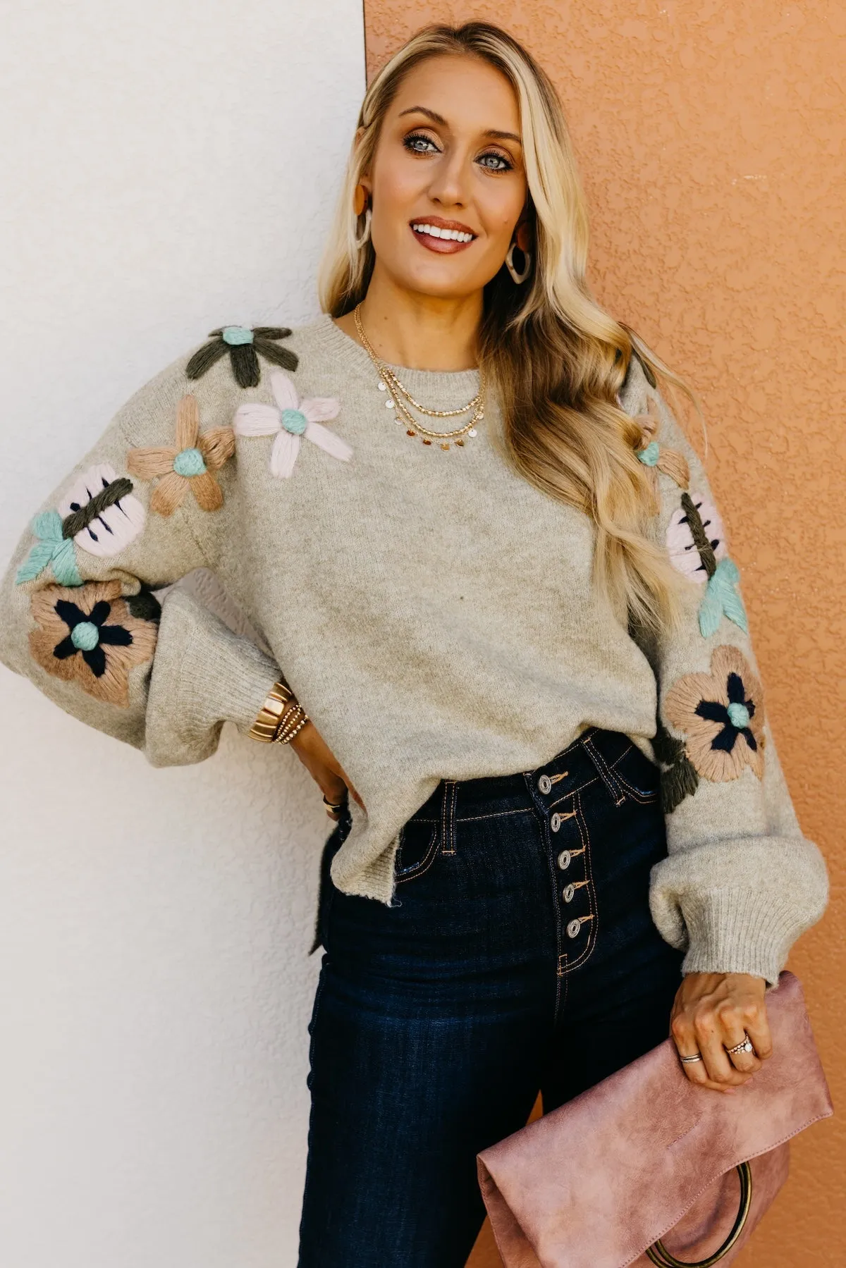 The Aaden Floral Embroidered Sweater