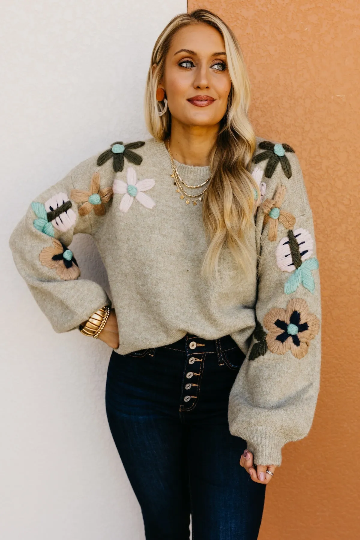 The Aaden Floral Embroidered Sweater