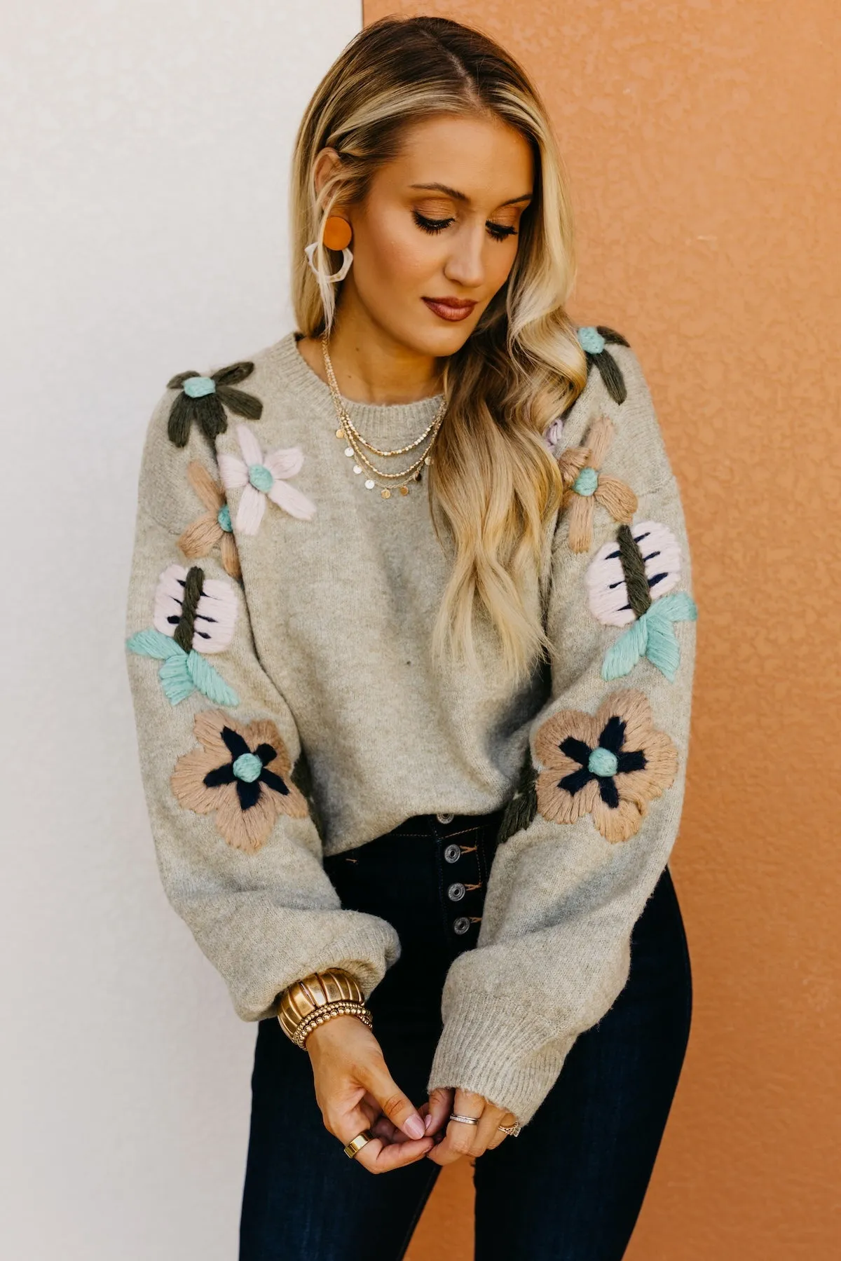 The Aaden Floral Embroidered Sweater