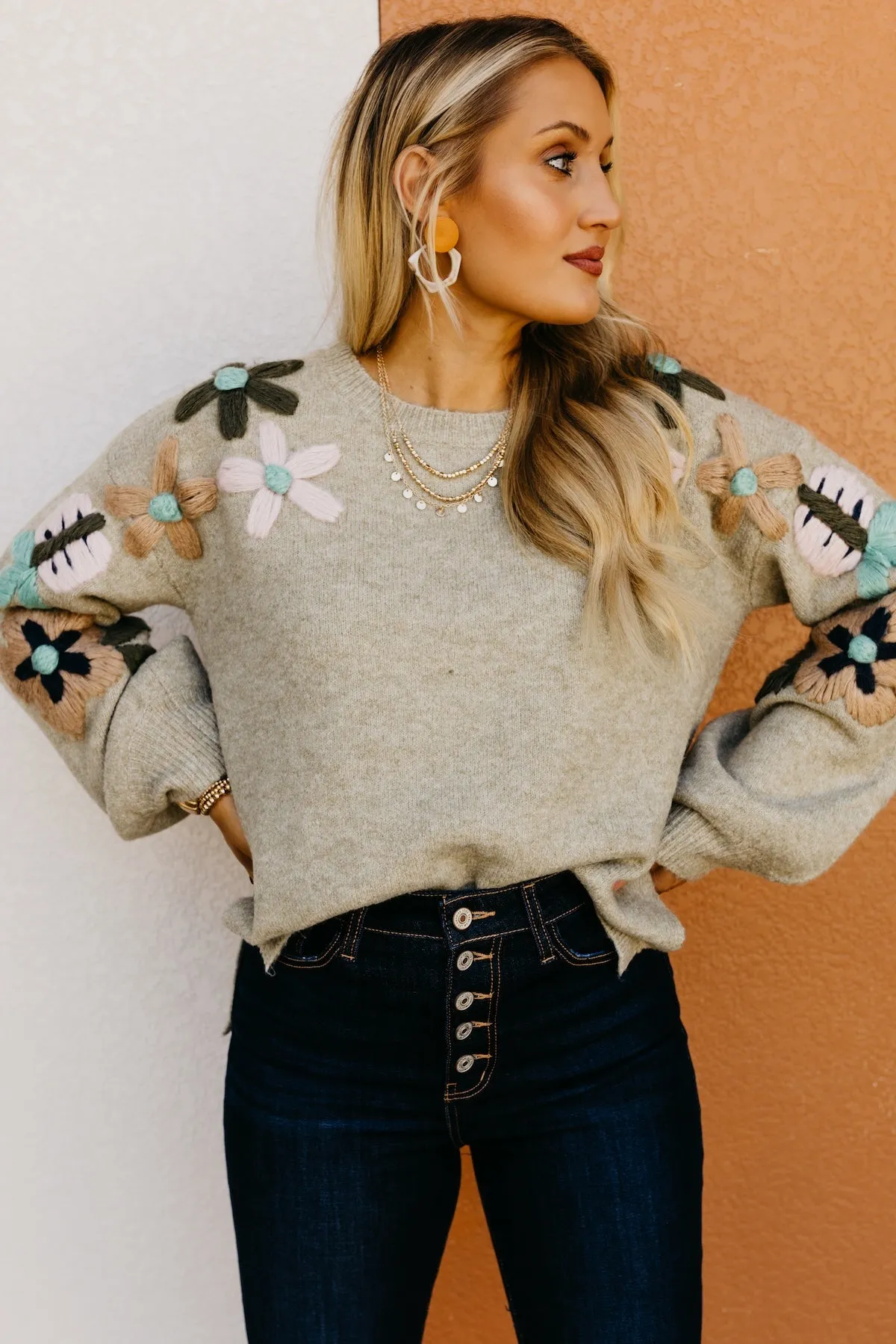 The Aaden Floral Embroidered Sweater