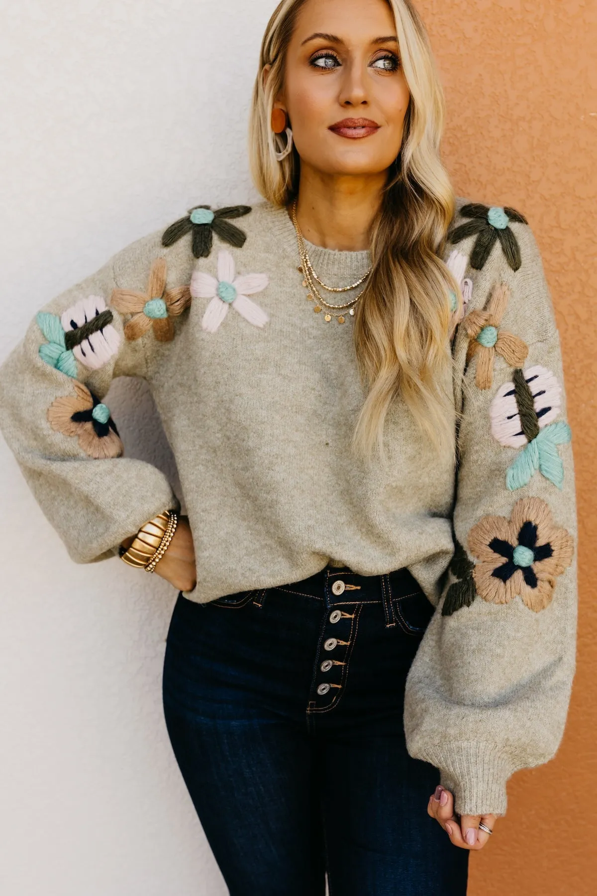 The Aaden Floral Embroidered Sweater