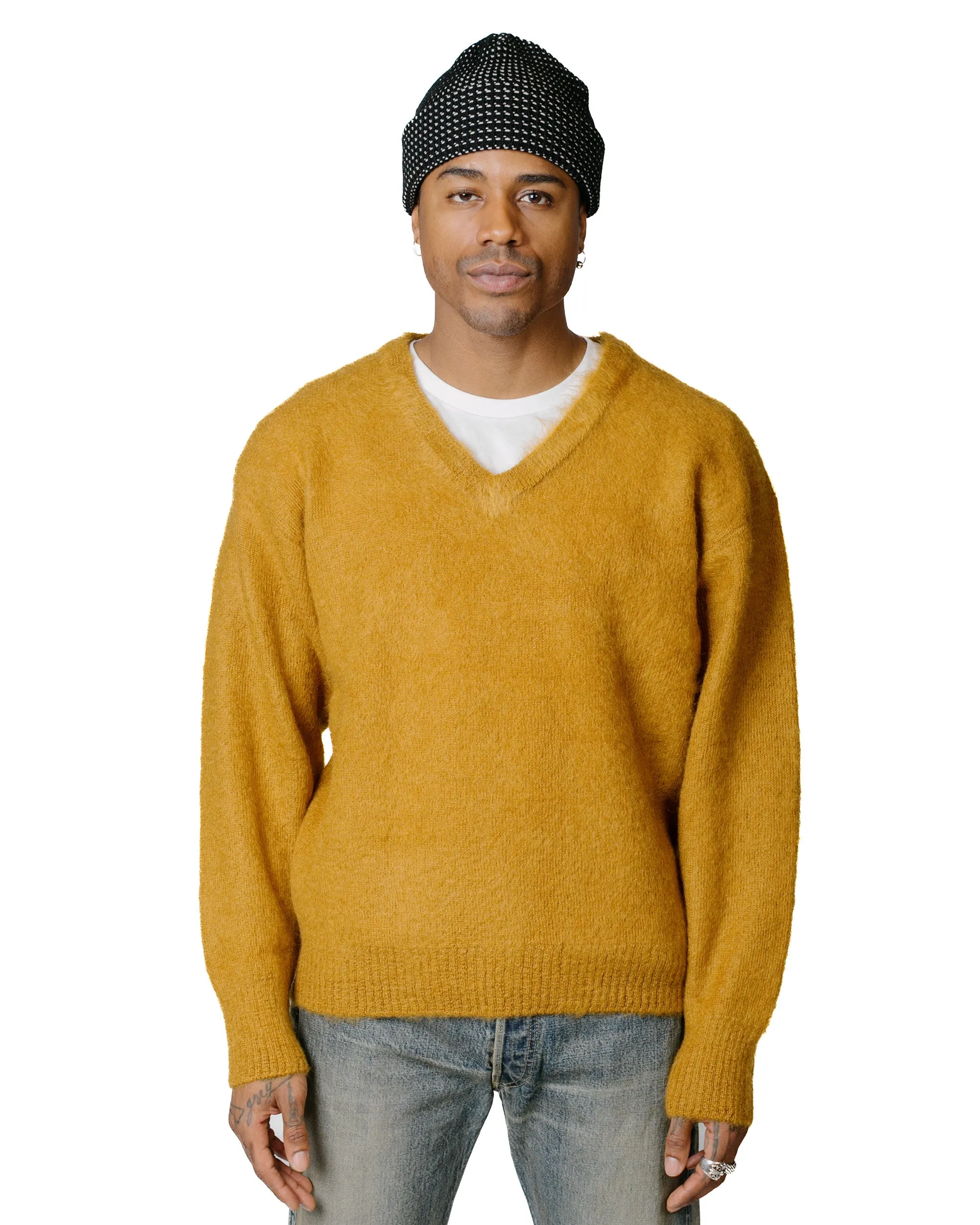 The Real McCoy's MC23109 JM Mohair V-Neck Sweater Mustard