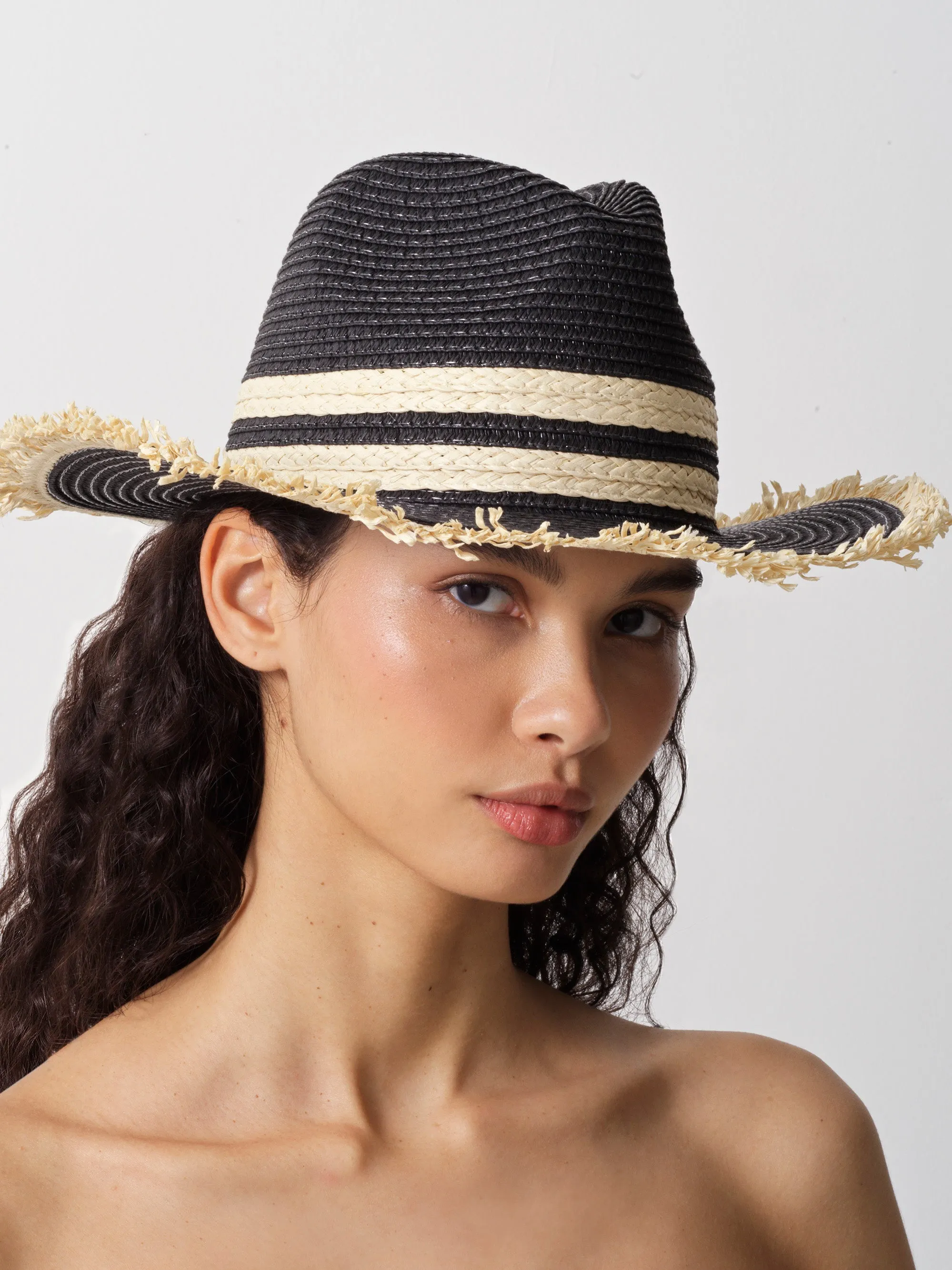 Thick Double Stripe Straw Hat