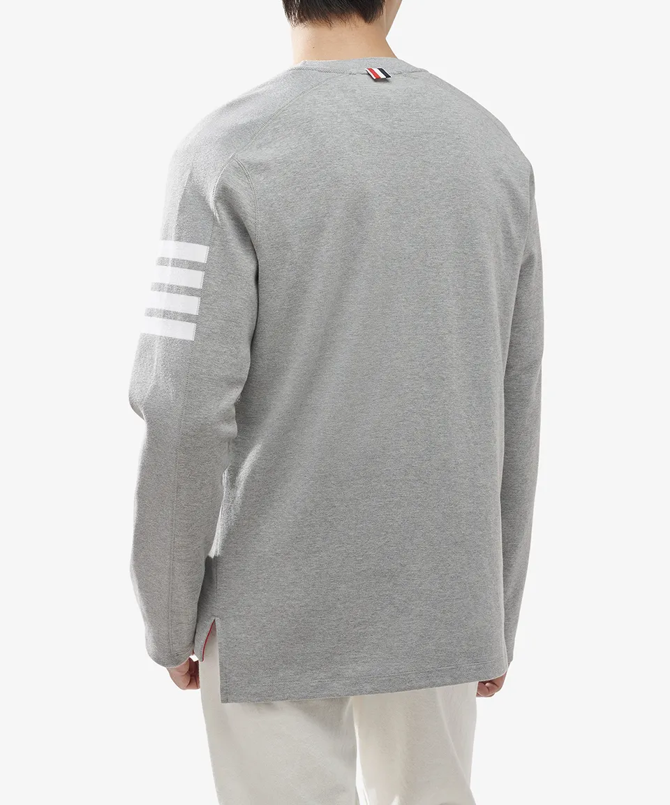 THOM BROWNE  |Crew Neck Stripes Street Style Long Sleeves Plain Cotton