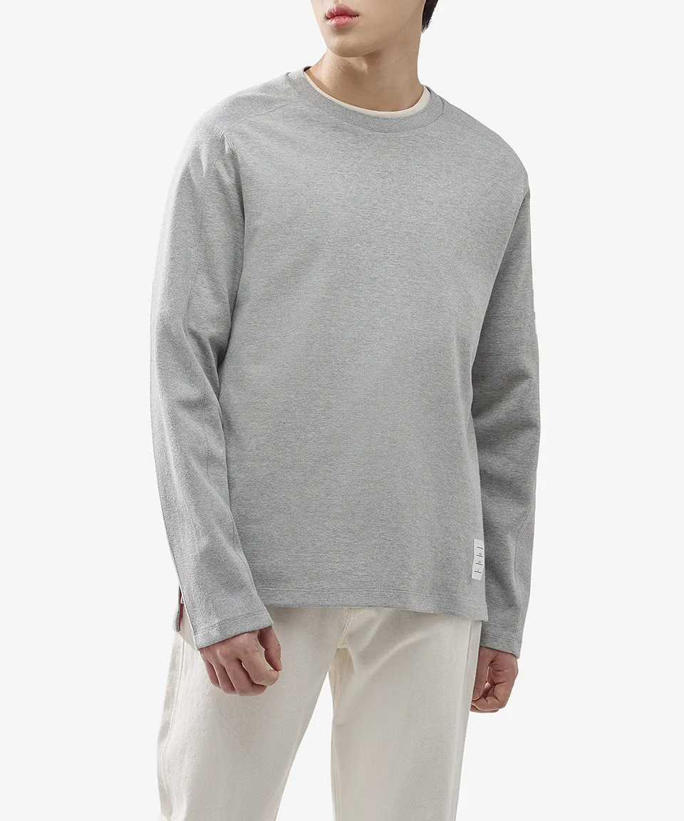 THOM BROWNE  |Crew Neck Stripes Street Style Long Sleeves Plain Cotton