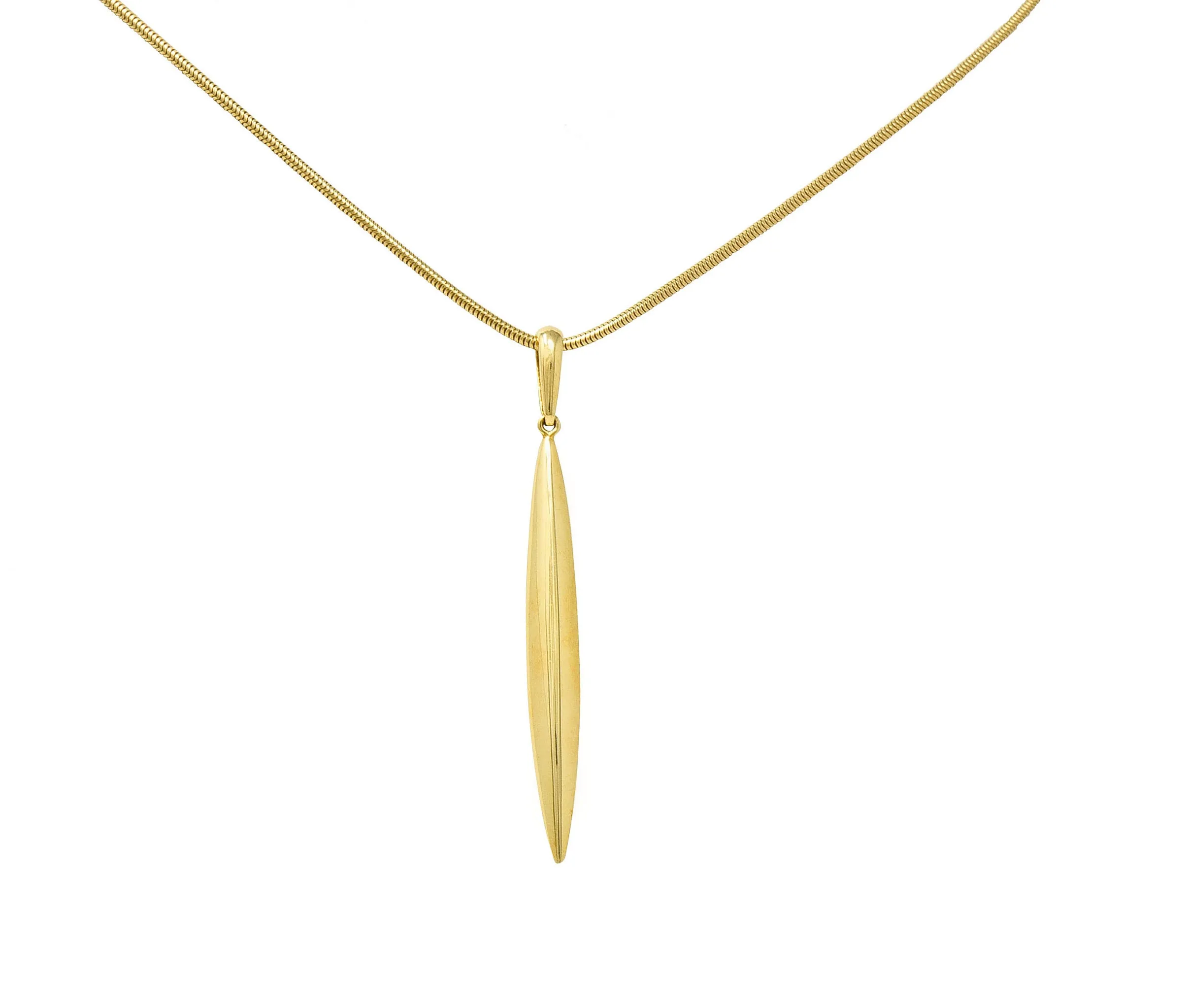 Tiffany & Co. 18 Karat Gold Feather Pendant Necklace